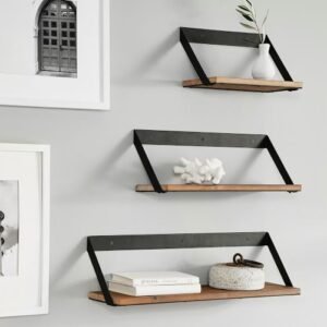 Floating Iron & Wood Wall Shelf
