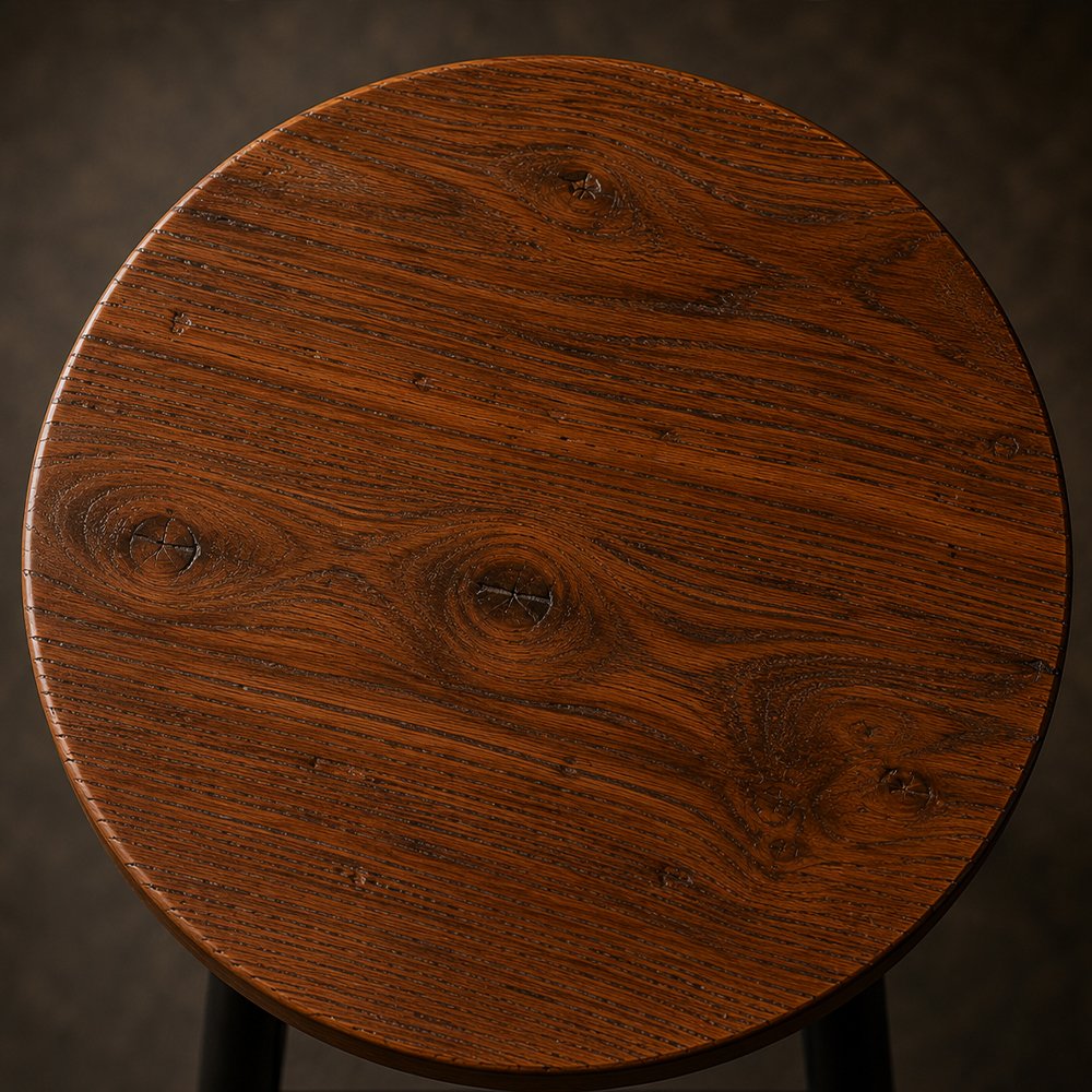 Solid wood seat close-up
