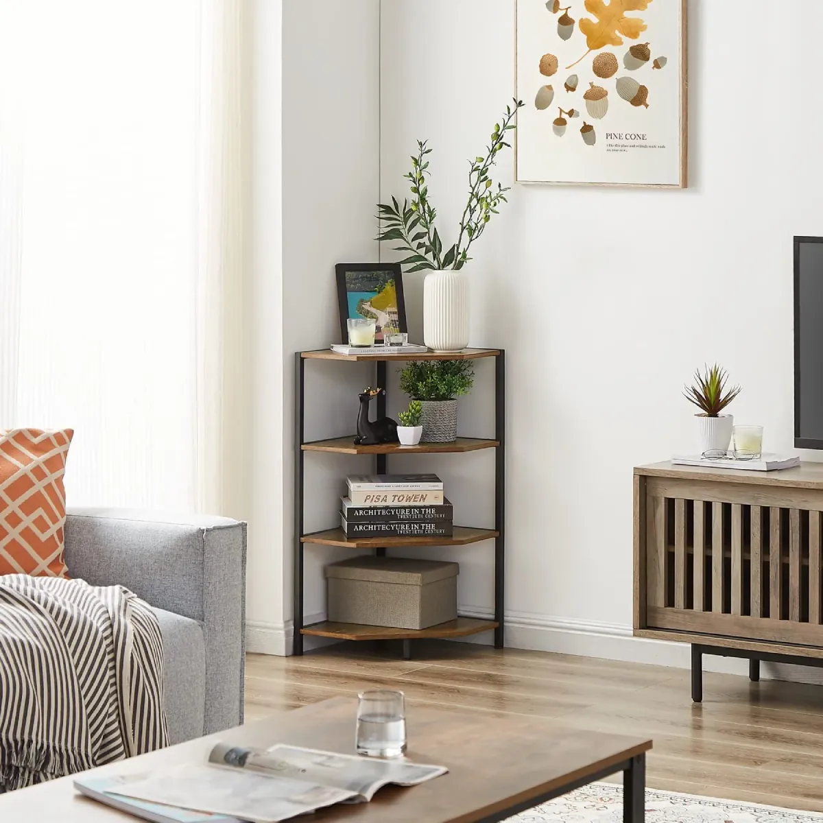 Corner Bookcase Storage Rack – Space-Saving Organizer Shelf - Image 6