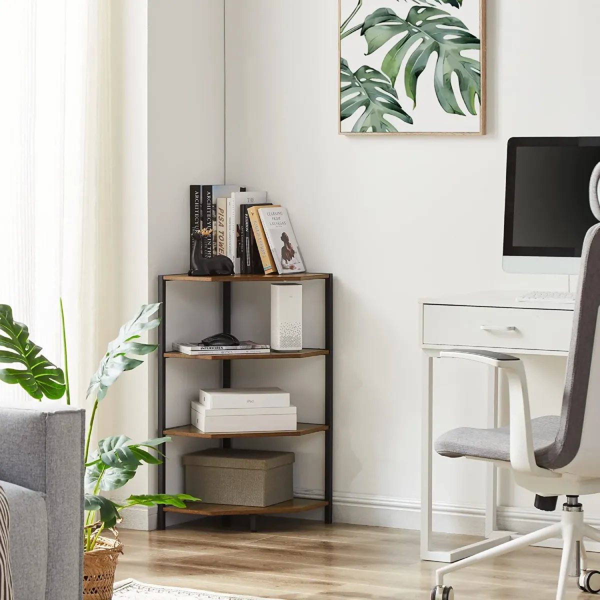 Corner Bookcase Storage Rack – Space-Saving Organizer Shelf