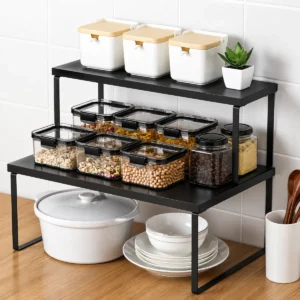 Kitchen Cabinet Metal Rack Set, 2-Piece Storage Shelves