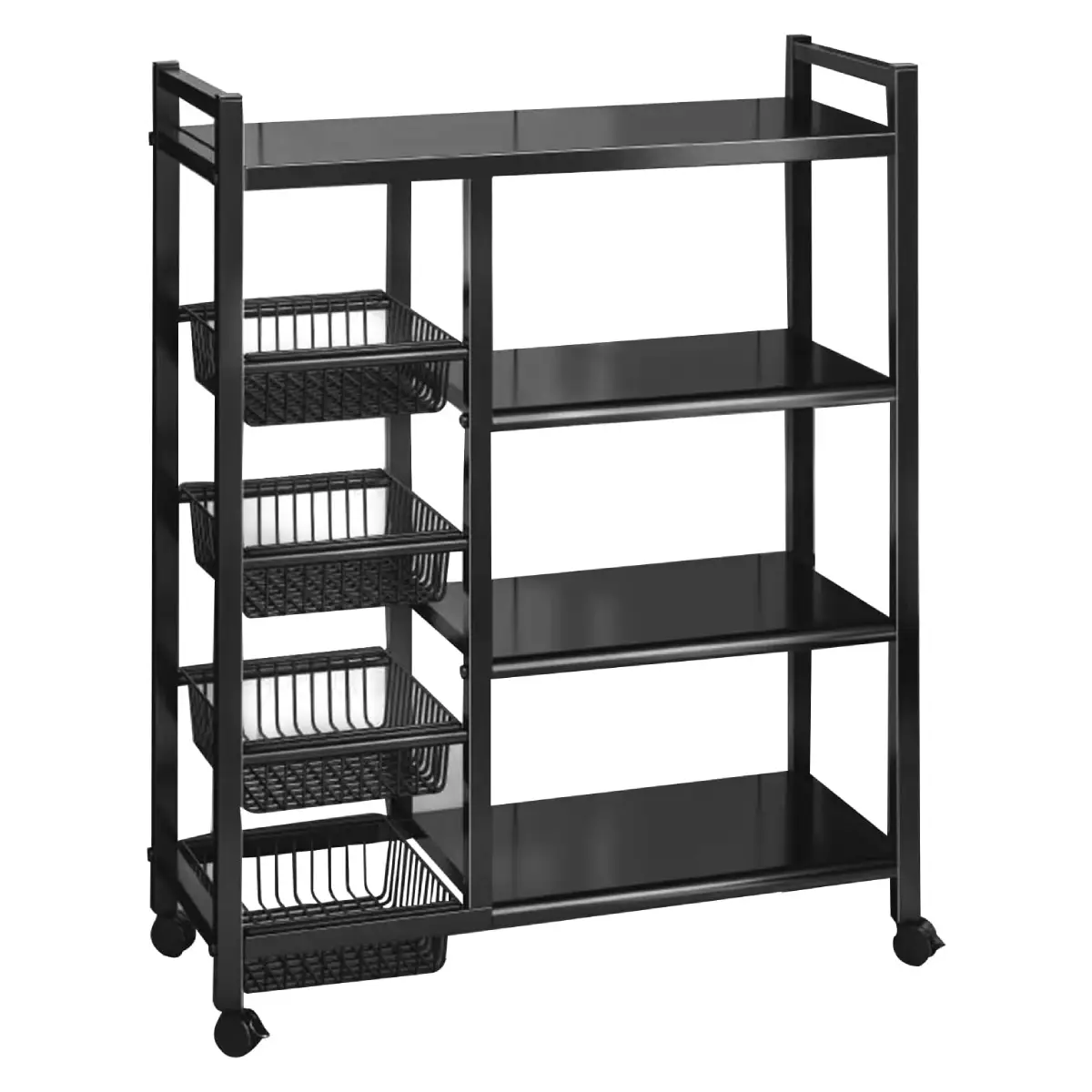 4-Tier Kitchen Storage Trolley on Wheels | Mobile Vegetable Rack with Removable Baskets - Image 7