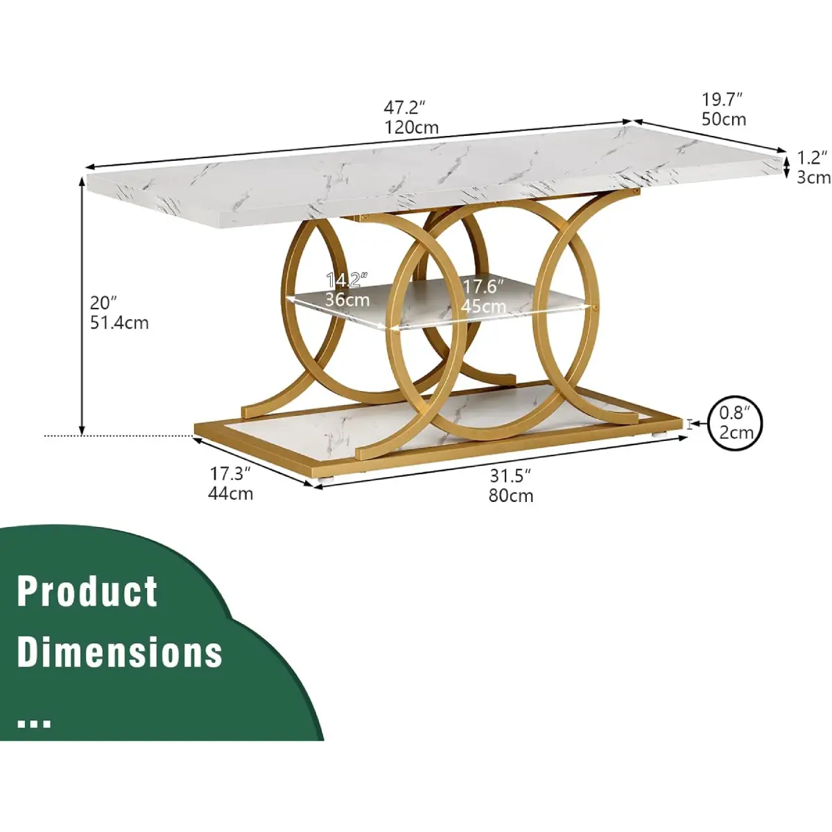 Modern 3-Tier Coffee Table with Storage Shelf, Rustic Wood Top & Black Metal Frame - Image 6