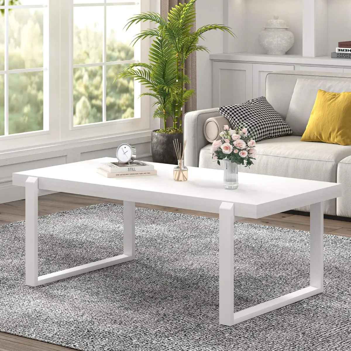 Modern Coffee Table with Rustic Wood Top & Black Metal Frame (5) Modern Coffee Table with Rustic Wood Top & Black Metal Frame (5)