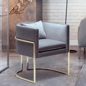 Modern Velvet Accent Chair with Gold Frame