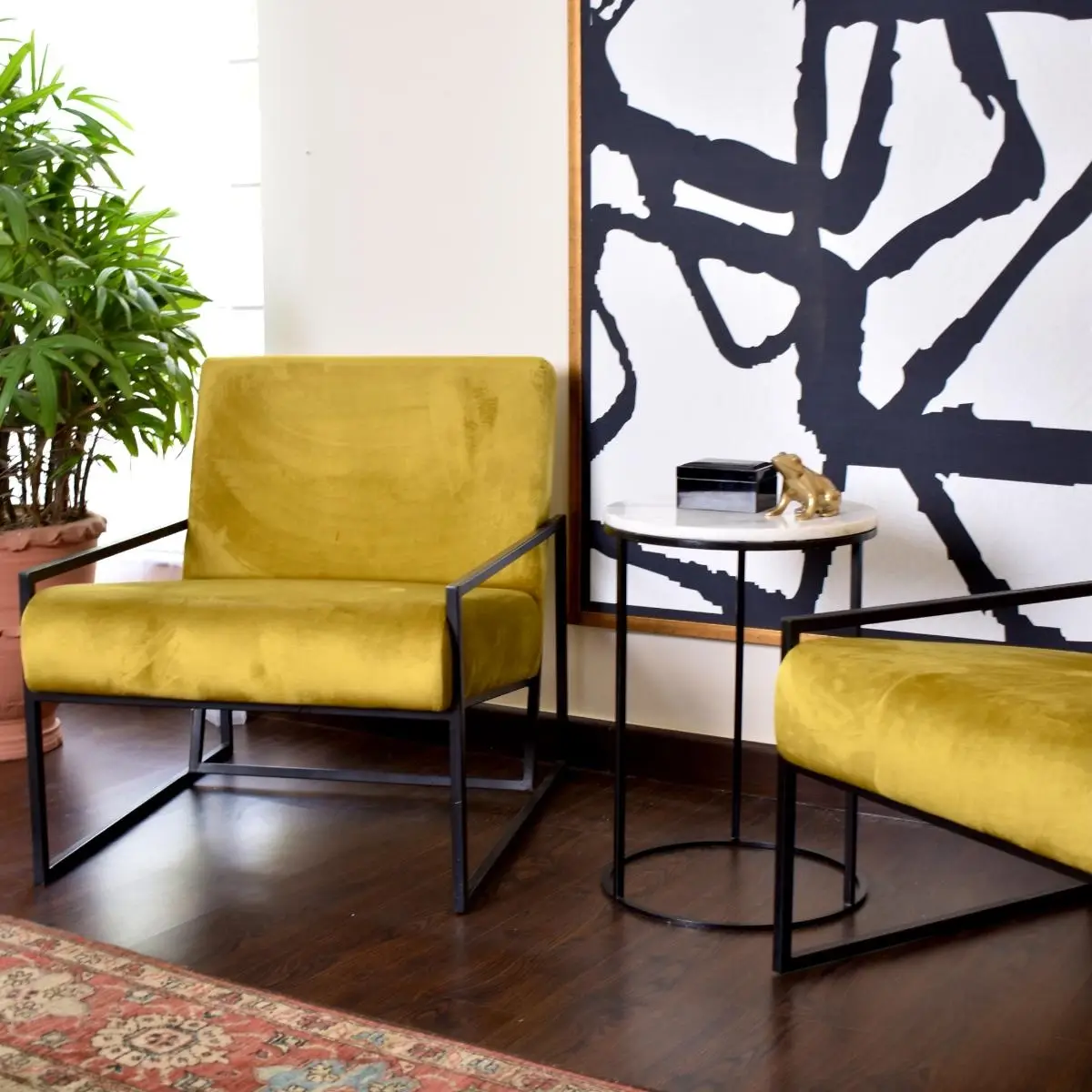 Nova Metal Frame Lounge Chair with Fabric Upholstery - Image 2
