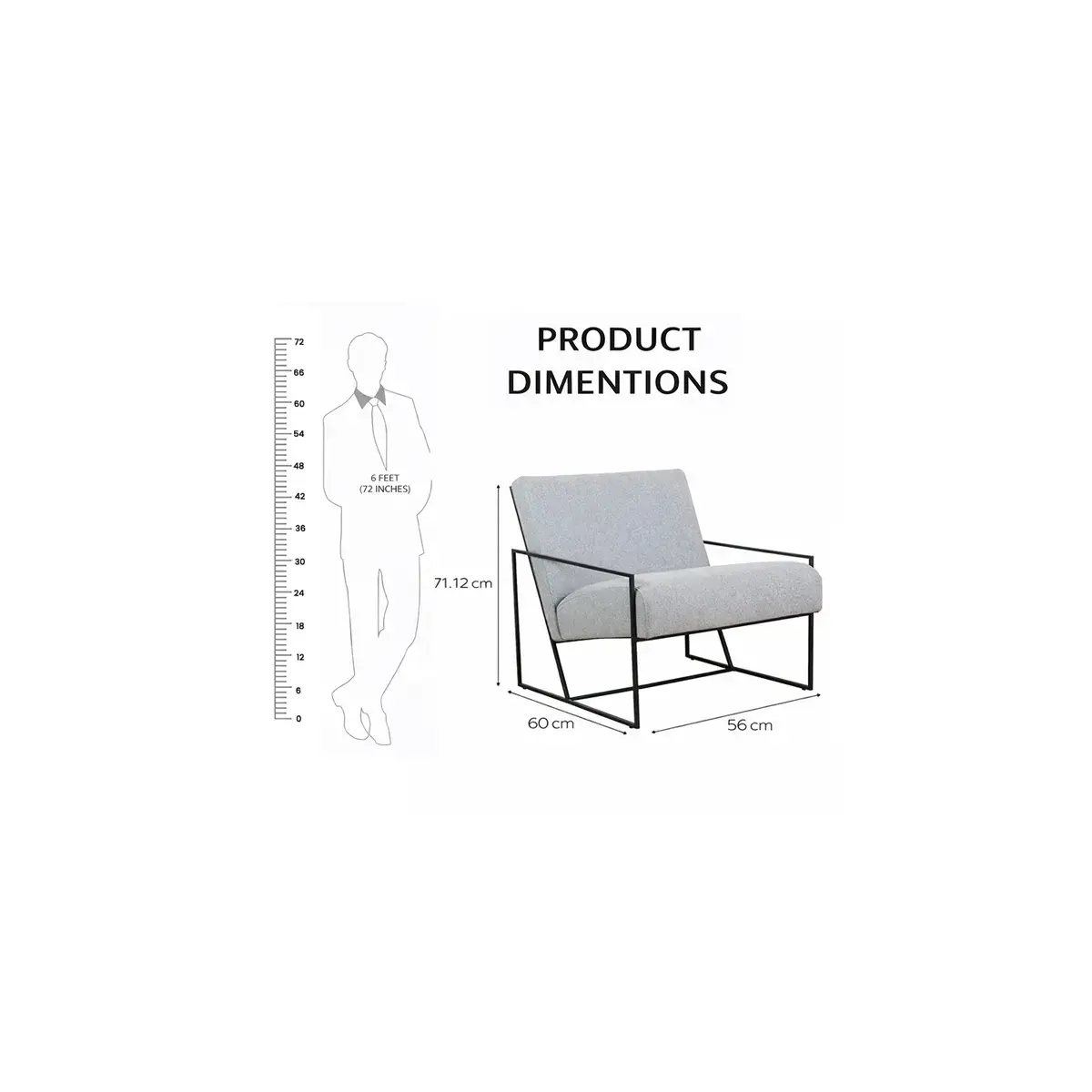 Nova Metal Frame Lounge Chair with Fabric Upholstery - Image 9