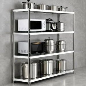 Restaurant Stainless Steel 4-Tier Storage Rack, Kitchen, Fruit & Vegetable Shelving
